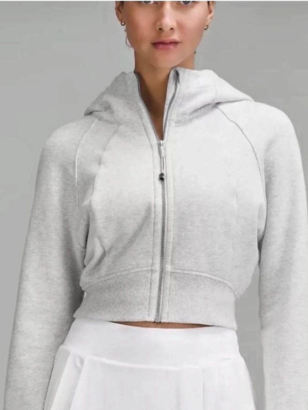lululemon cropped Scuba Zip Hoodie Gray- XS